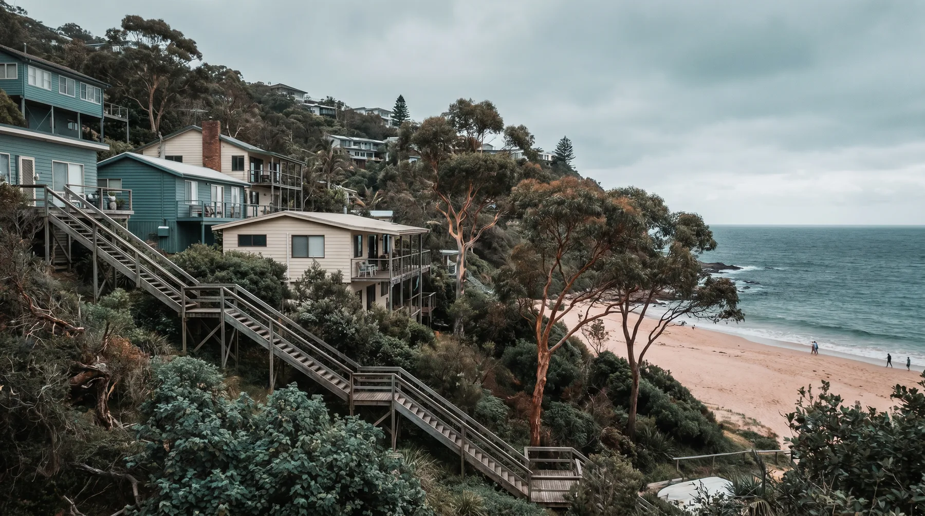 Houses on the steep hillside above Whale Beach